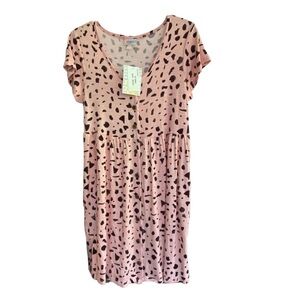 LulaRoe HEIDI Dress NWT Pink Brown Print Size XS